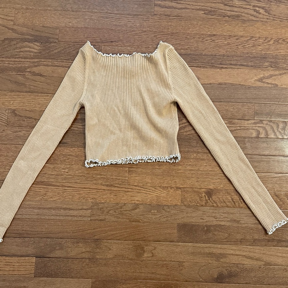 American Eagle Outfitters Tan Ribbed Top